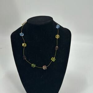Multi colored glass beaded choker necklace